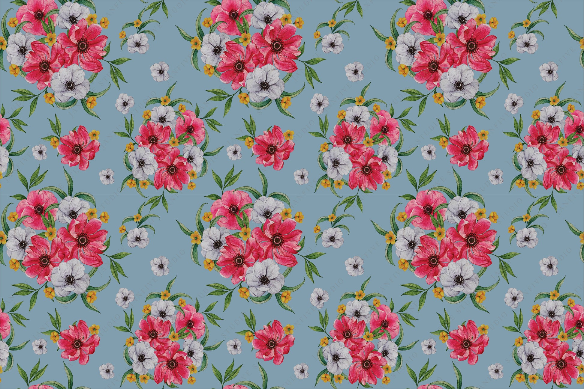 Janfive Studio Anemone Blue pattern