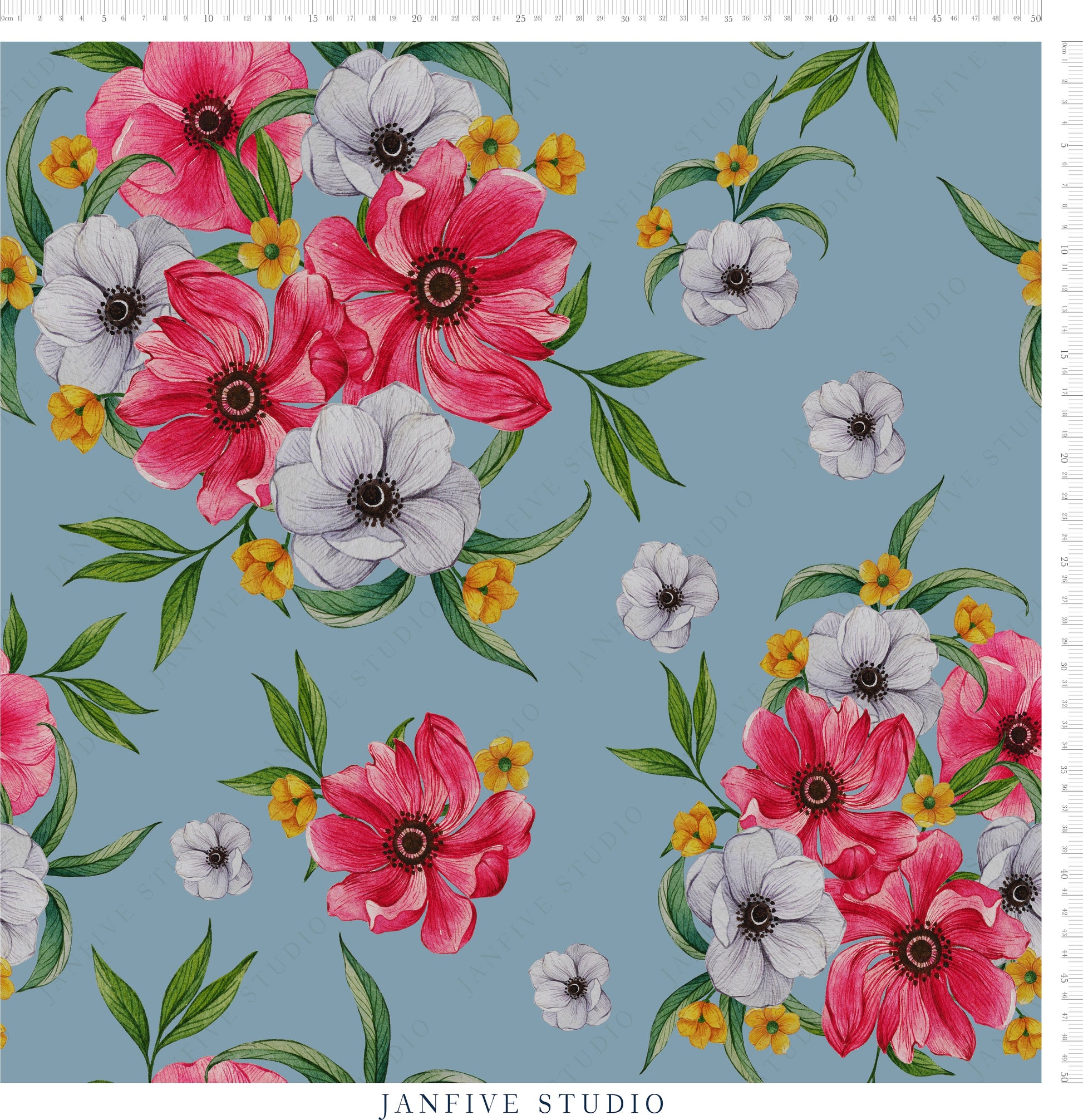 Janfive Studio Anemone Blue pattern